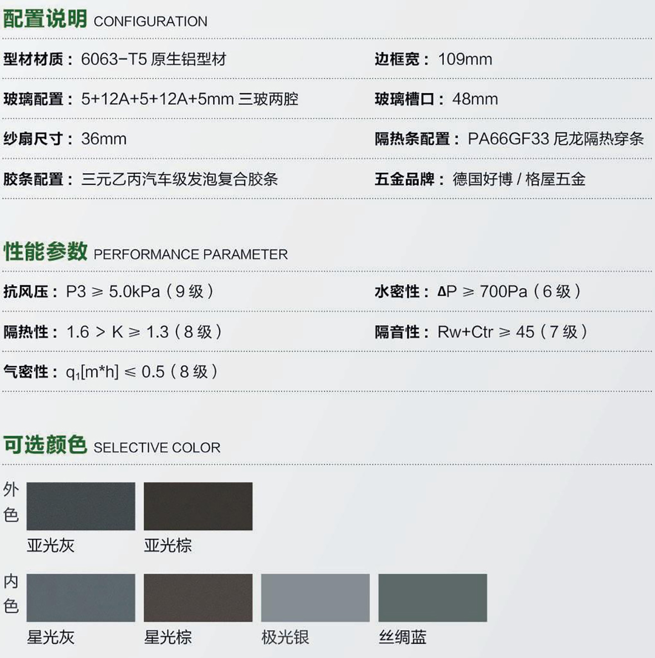 華賽109雙內(nèi)開窗-配置